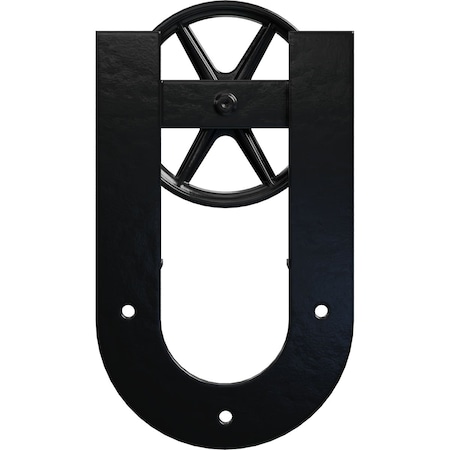 Ekena Millwork Premium Wagon Wheel Horseshoe Roller Hanger w/ Bolts for Barn Door for 2 1/4" Doors, Black GB60015R2WBL